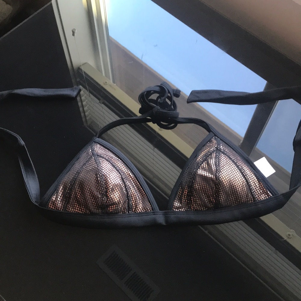 Copper black mesh swimsuit top